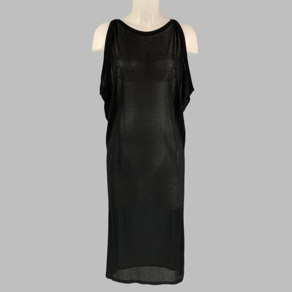 GIAMBATTISTA VALLI Size S Black Viscose Blend Sheer Sleeveless Dress - Picture 1 of 5